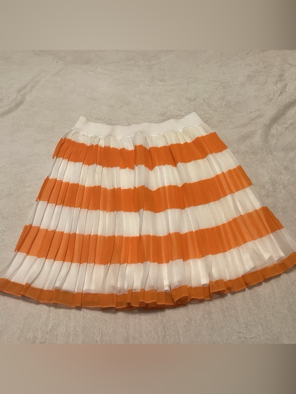 MonnaLisa Orange and White Striped Pleated Skirt